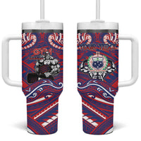 Personalised Samoa Gym Tumbler With Handle Muscle Samoan Tribal Waves - Polynesian Pride