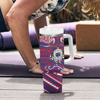 Personalised Samoa Gym Tumbler With Handle Muscle Samoan Tribal Waves - Polynesian Pride
