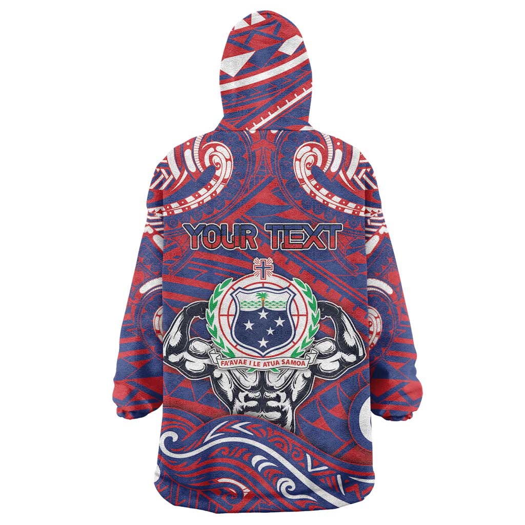 Personalised Samoa Gym Wearable Blanket Hoodie Muscle Samoan Tribal Waves DT05 - Polynesian Pride
