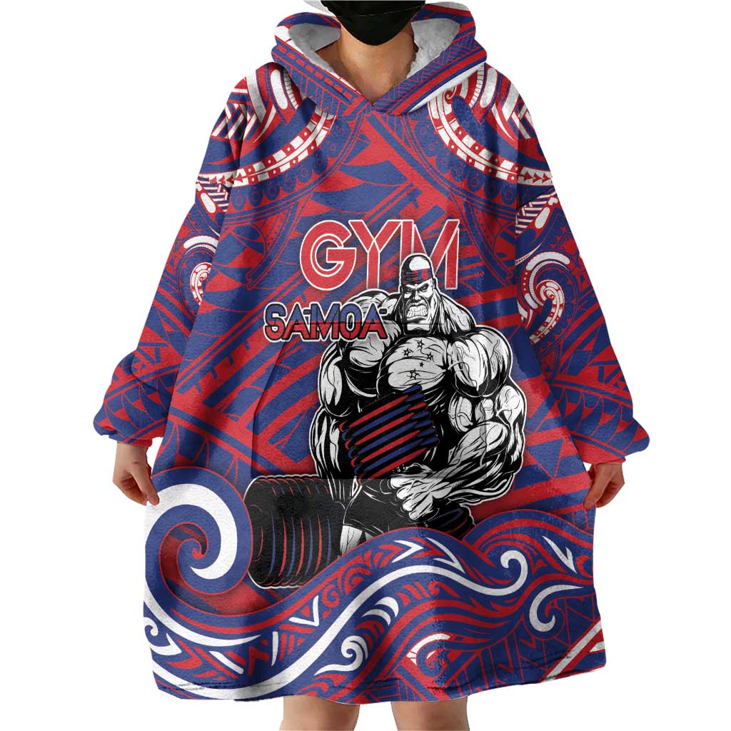 Personalised Samoa Gym Wearable Blanket Hoodie Muscle Samoan Tribal Waves DT05 - Polynesian Pride