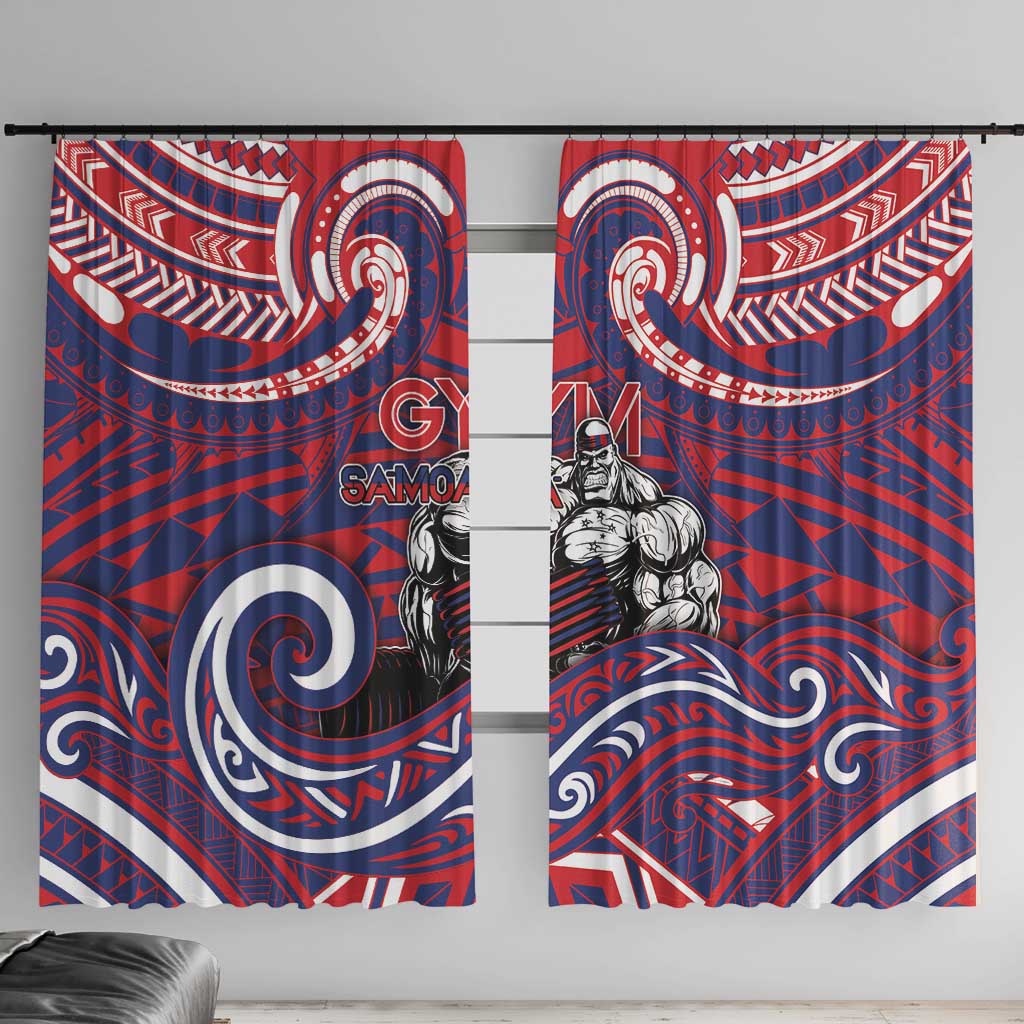 Samoa Gym Window Curtain Muscle Samoan Tribal Waves - Polynesian Pride