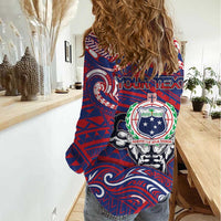 Personalised Samoa Gym Women Casual Shirt Muscle Samoan Tribal Waves DT05 - Polynesian Pride