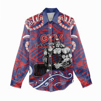 Personalised Samoa Gym Women Casual Shirt Muscle Samoan Tribal Waves DT05 - Polynesian Pride
