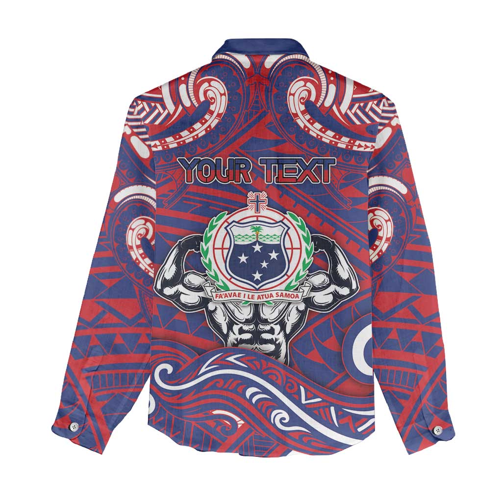 Personalised Samoa Gym Women Casual Shirt Muscle Samoan Tribal Waves DT05 - Polynesian Pride