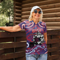 Personalised Samoa Gym Women Polo Shirt Muscle Samoan Tribal Waves - Polynesian Pride