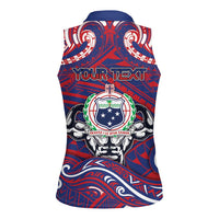 Personalised Samoa Gym Women Sleeveless Polo Shirt Muscle Samoan Tribal Waves - Polynesian Pride