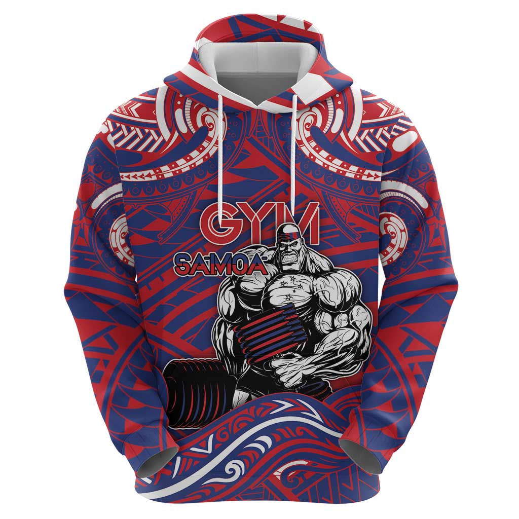 Personalised Samoa Gym Zip Hoodie Muscle Samoan Tribal Waves - Polynesian Pride