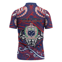 Personalised Samoa Gym Zipper Polo Shirt Muscle Samoan Tribal Waves - Polynesian Pride