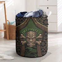 Hawaii Tiki Pirates Laundry Basket Kakau Pattern Polynesian Style DT05 Green - Polynesian Pride