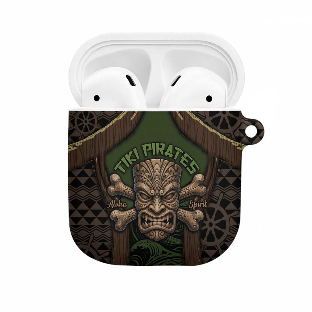 Hawaii Tiki Pirates AirPods Case Kakau Pattern Polynesian Style DT05 Green - Polynesian Pride