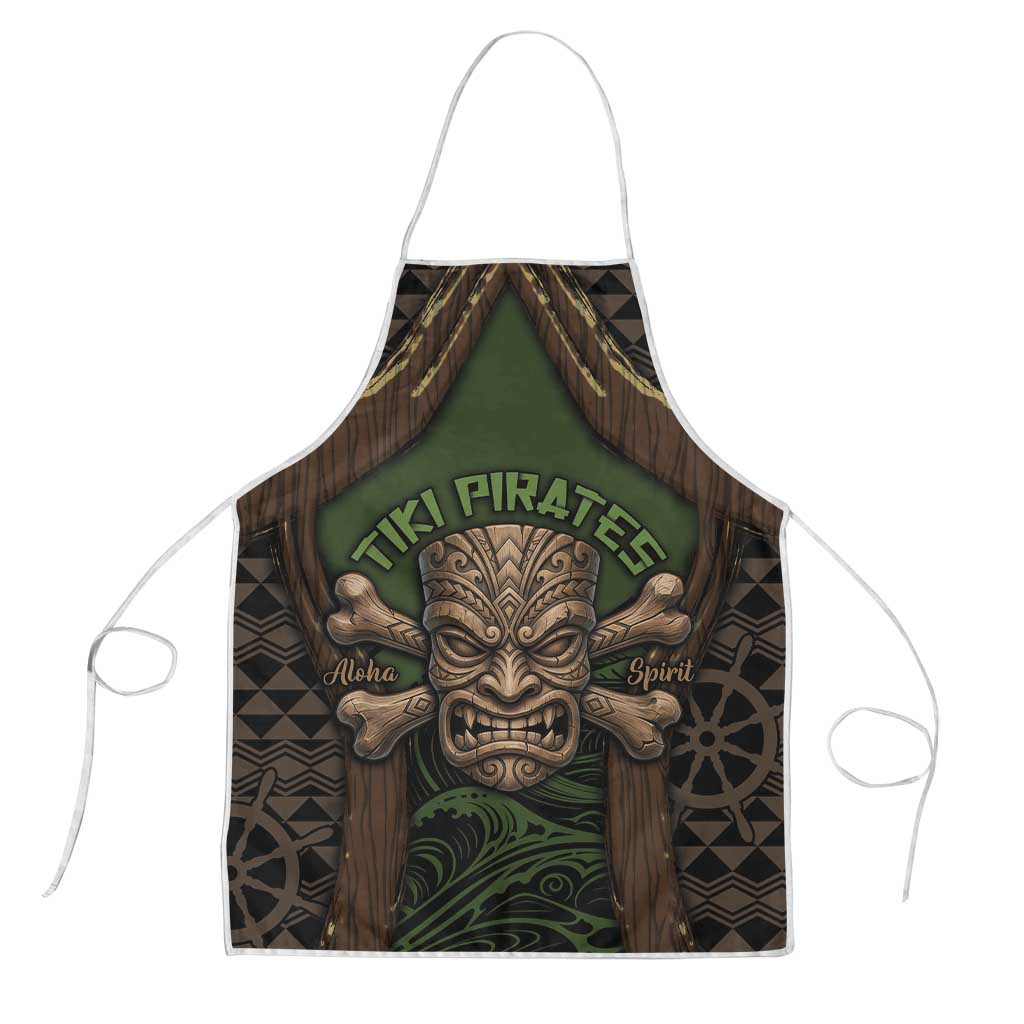 Hawaii Tiki Pirates Apron Kakau Pattern Polynesian Style DT05 Green - Polynesian Pride
