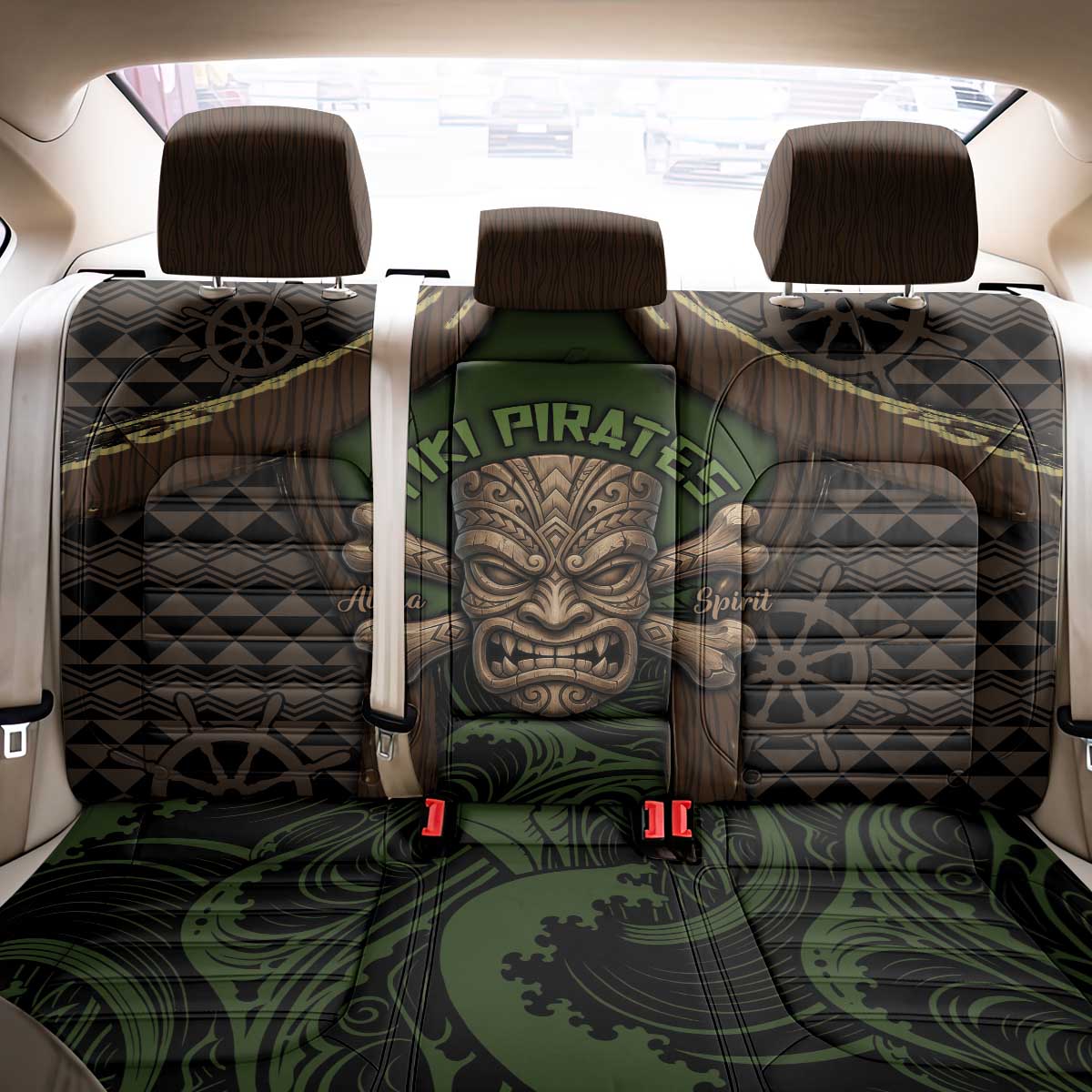 Hawaii Tiki Pirates Back Car Seat Cover Kakau Pattern Polynesian Style DT05 - Polynesian Pride