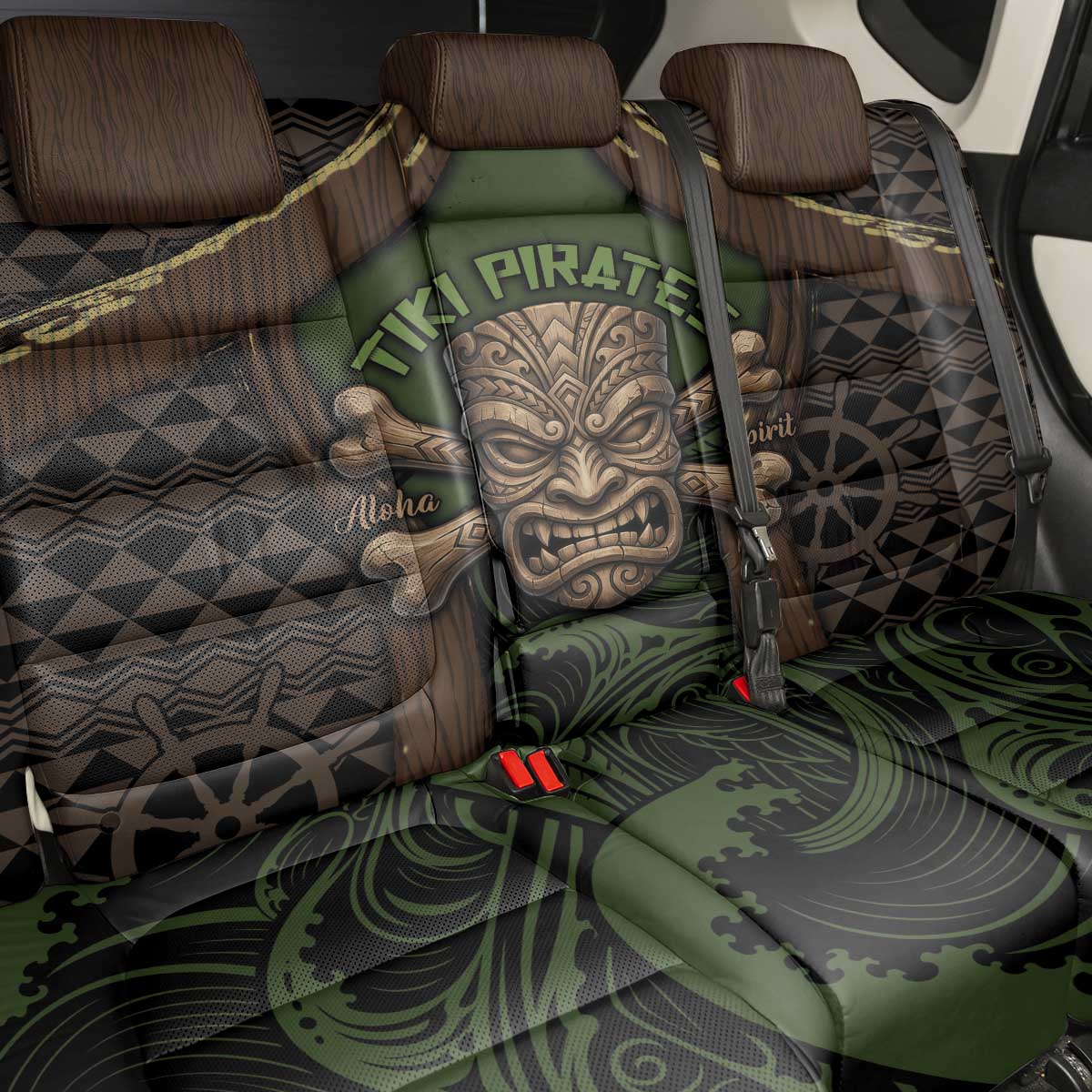 Hawaii Tiki Pirates Back Car Seat Cover Kakau Pattern Polynesian Style DT05 - Polynesian Pride