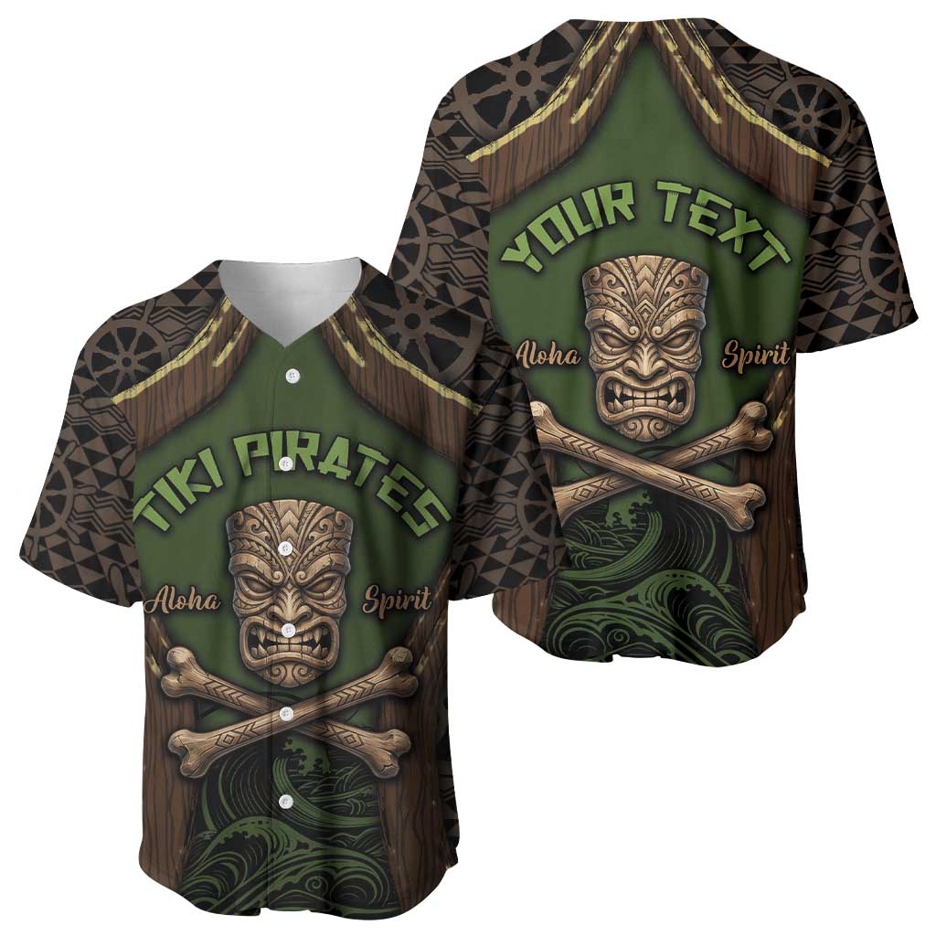 Personalised Hawaii Tiki Pirates Baseball Jersey Kakau Pattern Polynesian Style DT05 - Polynesian Pride