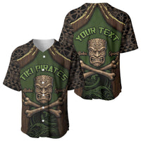 Personalised Hawaii Tiki Pirates Baseball Jersey Kakau Pattern Polynesian Style DT05 - Polynesian Pride
