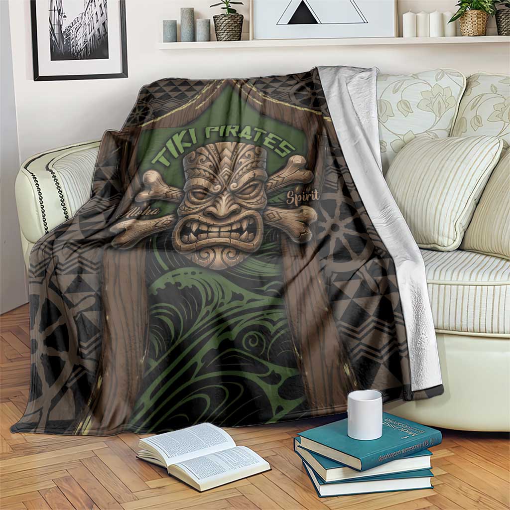 Hawaii Tiki Pirates Blanket Kakau Pattern Polynesian Style DT05 Green - Polynesian Pride