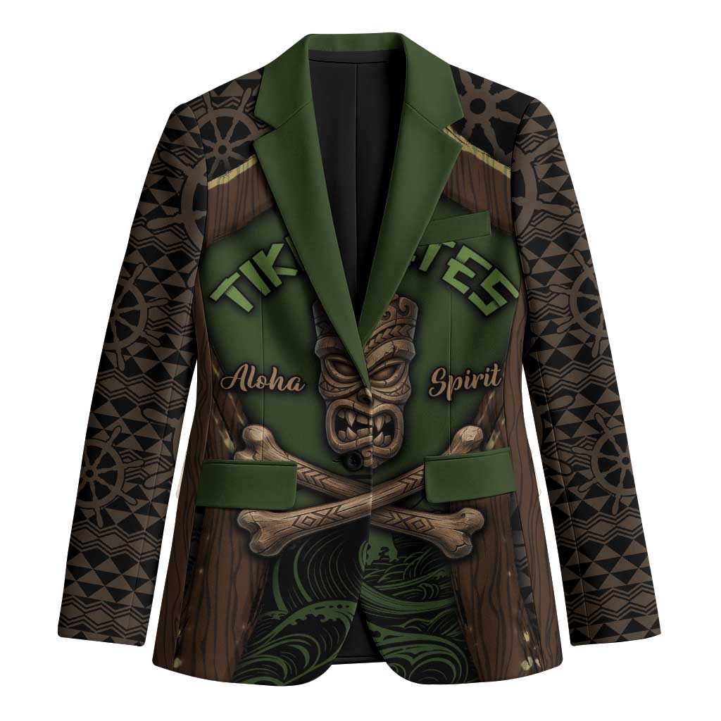 Personalised Hawaii Tiki Pirates Blazer Kakau Pattern Polynesian Style DT05 Unisex Green - Polynesian Pride