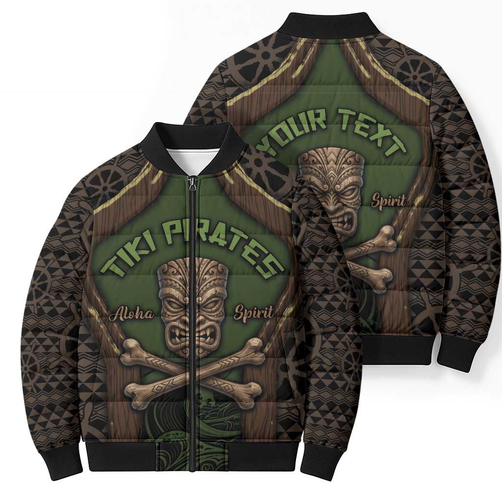 Personalised Hawaii Tiki Pirates Bomber Puffer Jacket Kakau Pattern Polynesian Style DT05 - Polynesian Pride