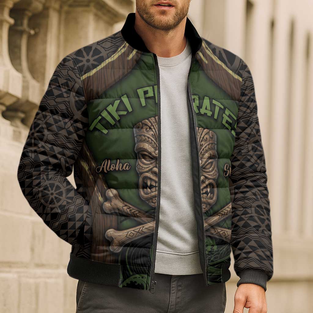 Personalised Hawaii Tiki Pirates Bomber Puffer Jacket Kakau Pattern Polynesian Style DT05 - Polynesian Pride