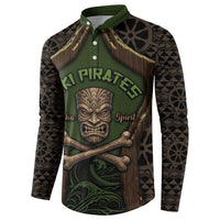Personalised Hawaii Tiki Pirates Button Sweatshirt Kakau Pattern Polynesian Style DT05 - Polynesian Pride