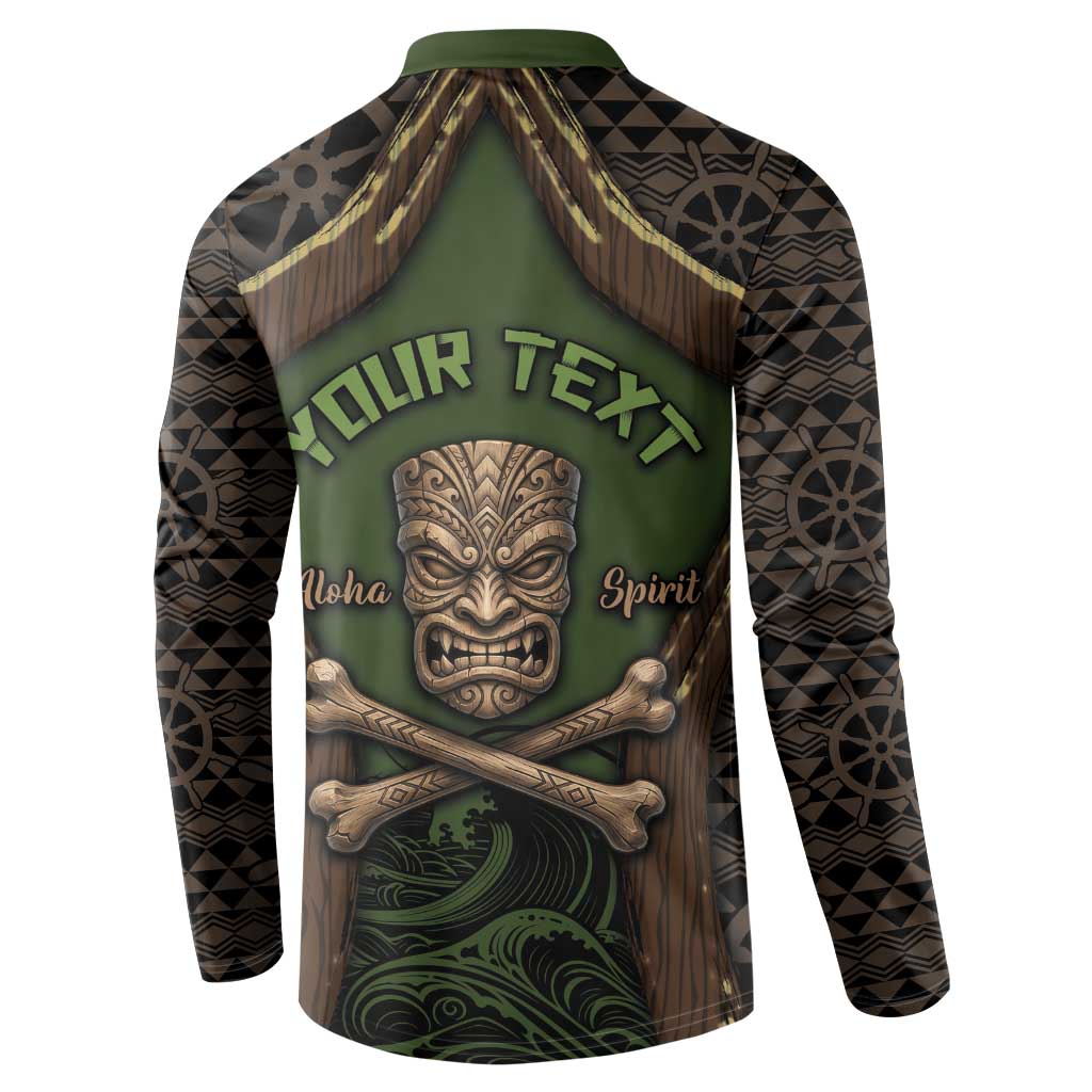 Personalised Hawaii Tiki Pirates Button Sweatshirt Kakau Pattern Polynesian Style DT05 - Polynesian Pride