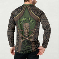 Personalised Hawaii Tiki Pirates Button Sweatshirt Kakau Pattern Polynesian Style DT05 - Polynesian Pride