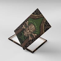Hawaii Tiki Pirates Canvas Wall Art Kakau Pattern Polynesian Style DT05 With Frame Green - Polynesian Pride