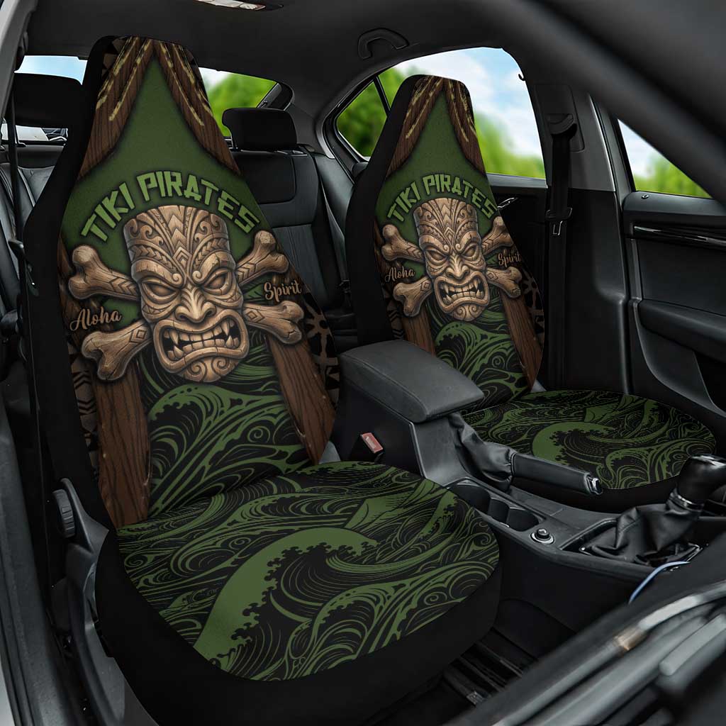 Hawaii Tiki Pirates Car Seat Cover Kakau Pattern Polynesian Style DT05 One Size Green - Polynesian Pride