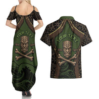 Personalised Hawaii Tiki Pirates Couples Matching Summer Maxi Dress and Hawaiian Shirt Kakau Pattern Polynesian Style DT05 - Polynesian Pride