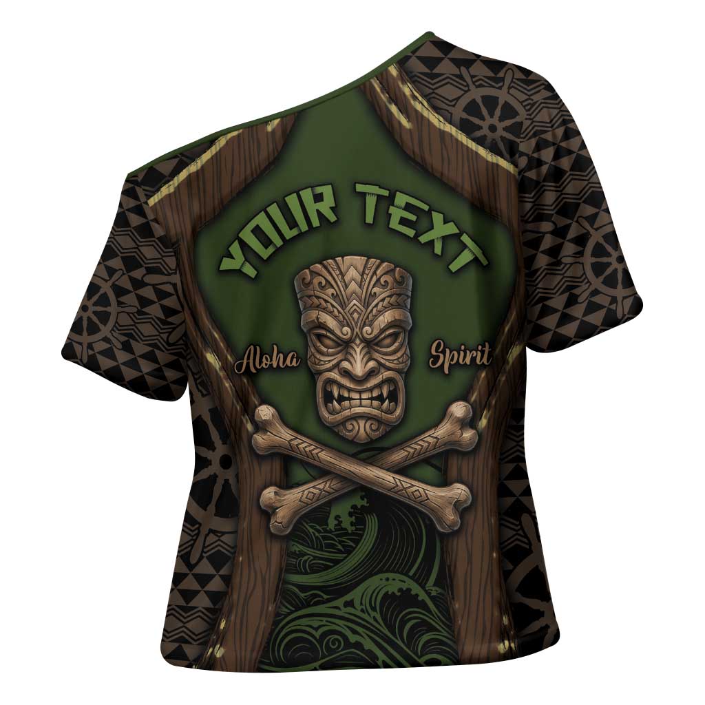 Personalised Hawaii Tiki Pirates Cross Shoulder Shirt Kakau Pattern Polynesian Style DT05 - Polynesian Pride