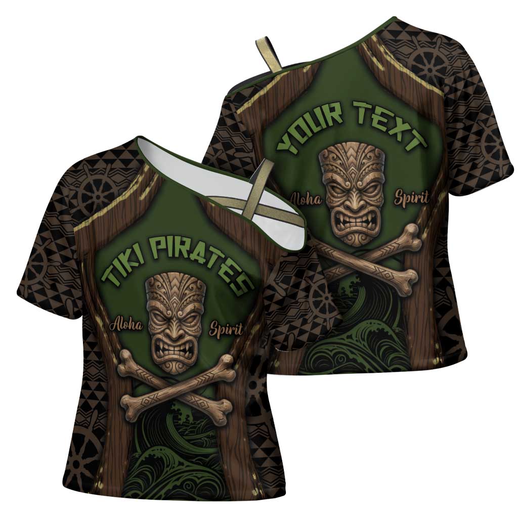 Personalised Hawaii Tiki Pirates Cross Shoulder Shirt Kakau Pattern Polynesian Style DT05 - Polynesian Pride