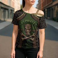 Personalised Hawaii Tiki Pirates Cross Shoulder Shirt Kakau Pattern Polynesian Style DT05 - Polynesian Pride