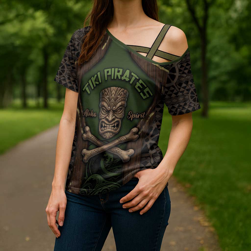 Personalised Hawaii Tiki Pirates Cross Shoulder Shirt Kakau Pattern Polynesian Style DT05 - Polynesian Pride