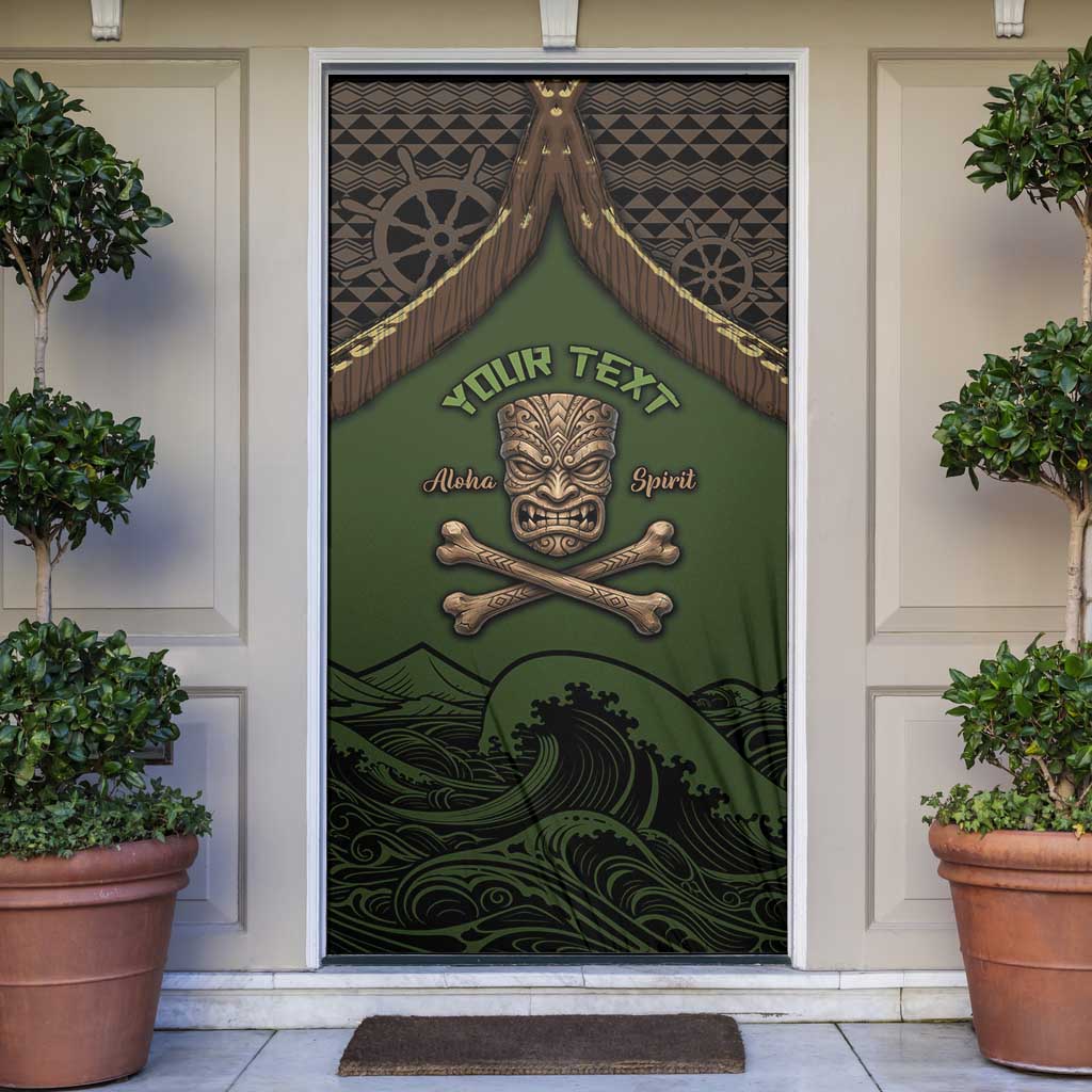 Personalised Hawaii Tiki Pirates Door Cover Kakau Pattern Polynesian Style