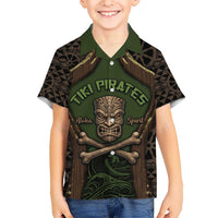 Personalised Hawaii Tiki Pirates Family Matching Long Sleeve Bodycon Dress and Hawaiian Shirt Kakau Pattern Polynesian Style