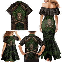 Personalised Hawaii Tiki Pirates Family Matching Mermaid Dress and Hawaiian Shirt Kakau Pattern Polynesian Style
