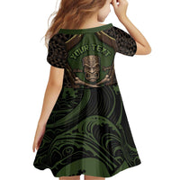Personalised Hawaii Tiki Pirates Family Matching Off Shoulder Short Dress and Hawaiian Shirt Kakau Pattern Polynesian Style