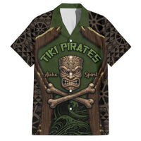 Personalised Hawaii Tiki Pirates Family Matching Off Shoulder Short Dress and Hawaiian Shirt Kakau Pattern Polynesian Style