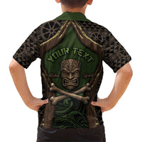 Personalised Hawaii Tiki Pirates Family Matching Short Sleeve Bodycon Dress and Hawaiian Shirt Kakau Pattern Polynesian Style