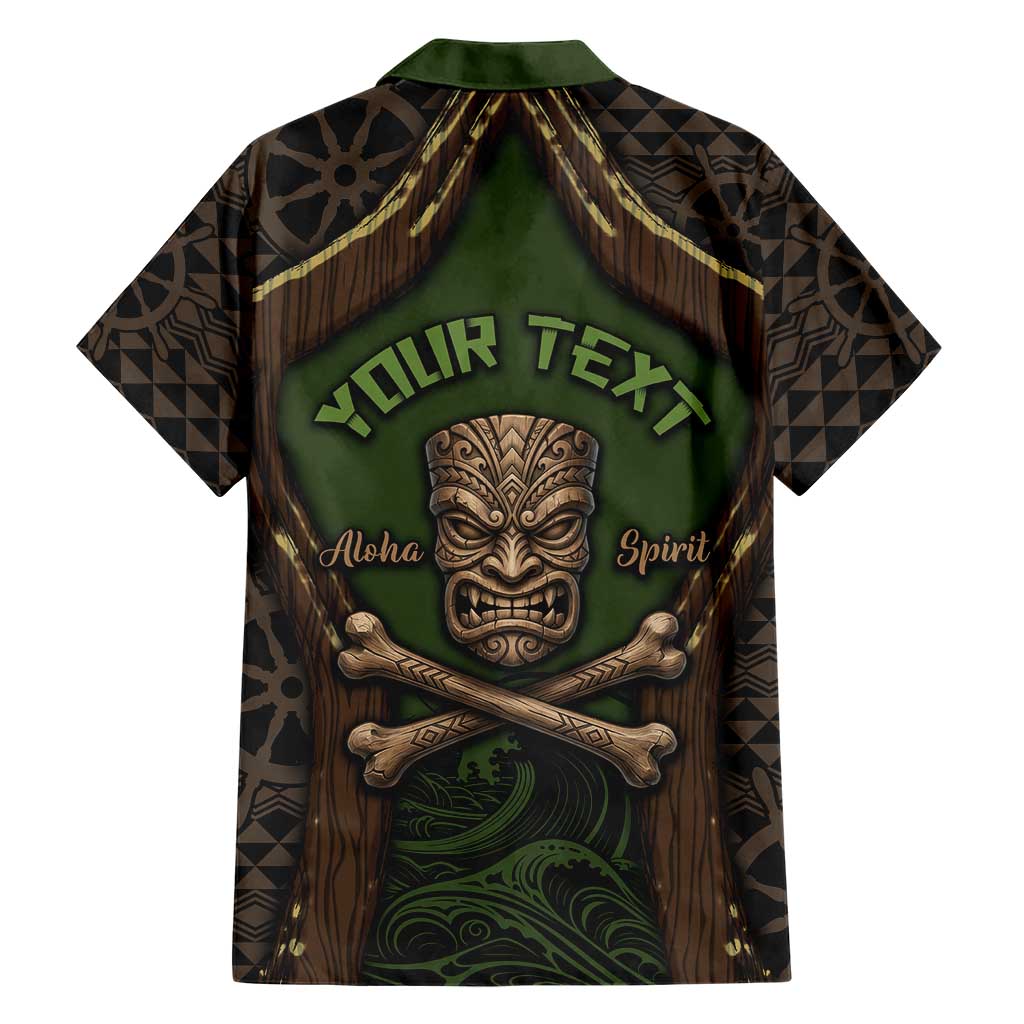 Personalised Hawaii Tiki Pirates Family Matching Short Sleeve Bodycon Dress and Hawaiian Shirt Kakau Pattern Polynesian Style