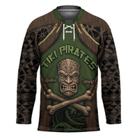 Personalised Hawaii Tiki Pirates Hockey Jersey Kakau Pattern Polynesian Style DT05 Unisex Green - Polynesian Pride