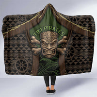 Hawaii Tiki Pirates Hooded Blanket Kakau Pattern Polynesian Style DT05 One Size Green - Polynesian Pride