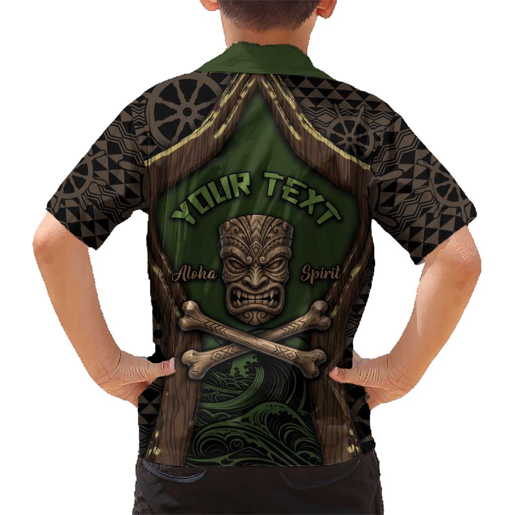 Personalised Hawaii Tiki Pirates Kid Hawaiian Shirt Kakau Pattern Polynesian Style DT05 - Polynesian Pride