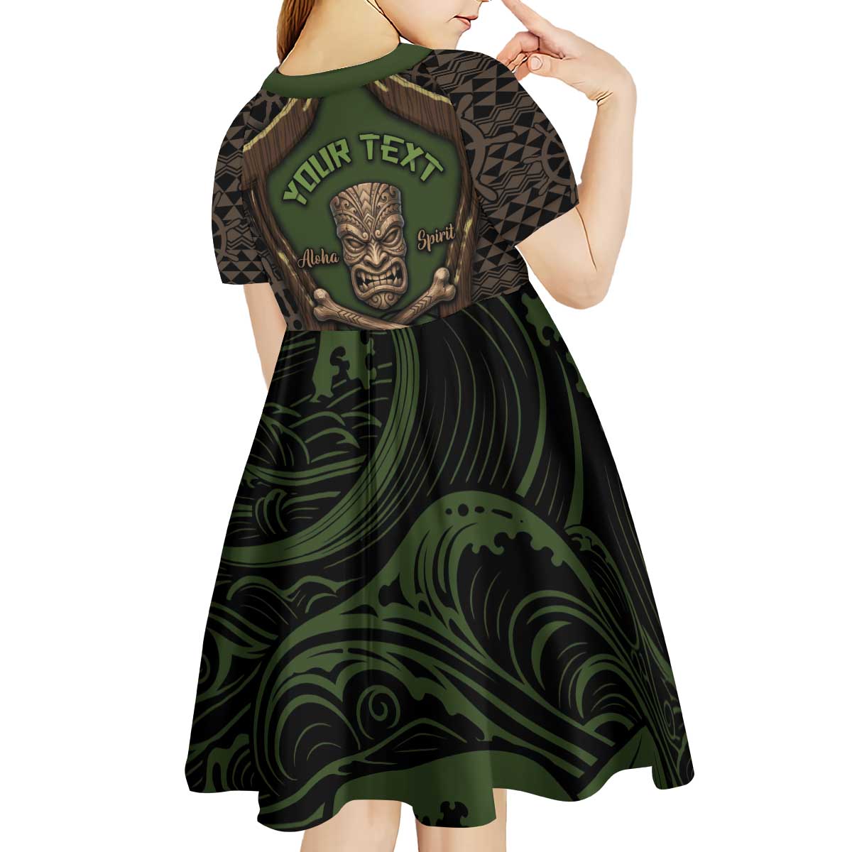 Personalised Hawaii Tiki Pirates Kid Short Sleeve Dress Kakau Pattern Polynesian Style DT05 - Polynesian Pride