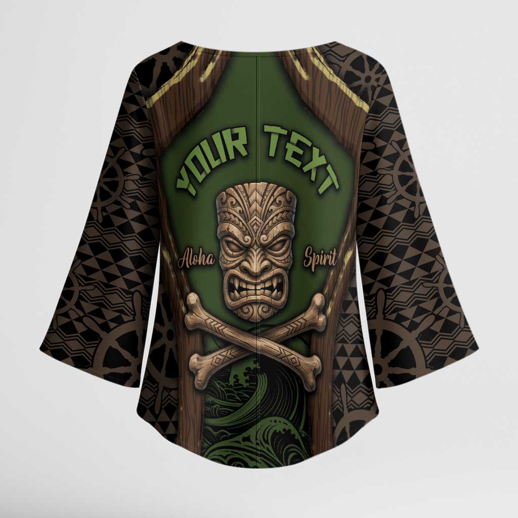 Personalised Hawaii Tiki Pirates Kimono Sleeve Blouse Kakau Pattern Polynesian Style DT05 - Polynesian Pride