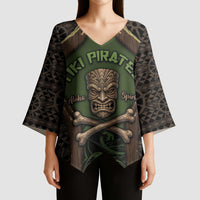 Personalised Hawaii Tiki Pirates Kimono Sleeve Blouse Kakau Pattern Polynesian Style DT05 - Polynesian Pride