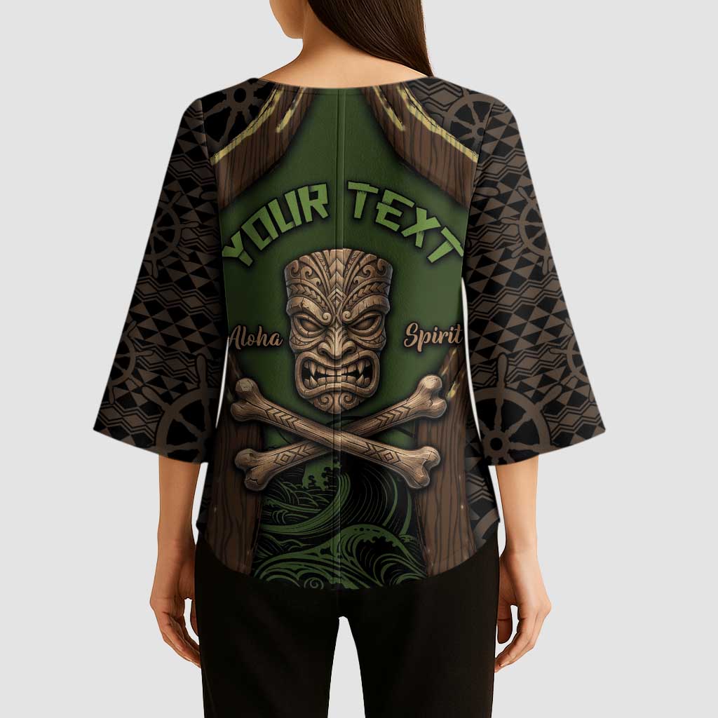 Personalised Hawaii Tiki Pirates Kimono Sleeve Blouse Kakau Pattern Polynesian Style DT05 - Polynesian Pride