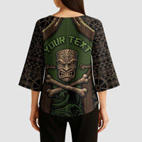 Personalised Hawaii Tiki Pirates Kimono Sleeve Blouse Kakau Pattern Polynesian Style DT05 - Polynesian Pride