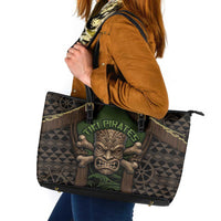Hawaii Tiki Pirates Leather Tote Bag Kakau Pattern Polynesian Style DT05 Green - Polynesian Pride