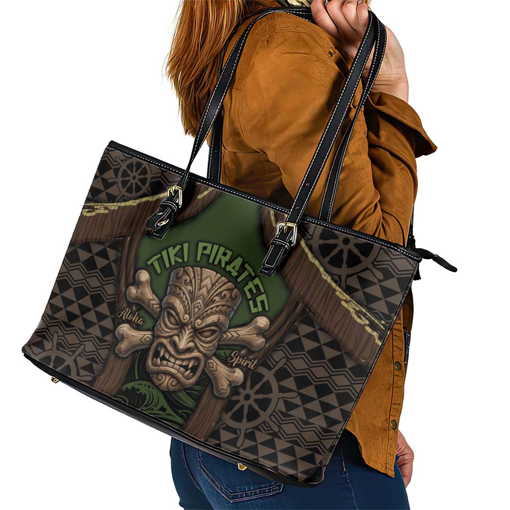 Hawaii Tiki Pirates Leather Tote Bag Kakau Pattern Polynesian Style DT05 - Polynesian Pride
